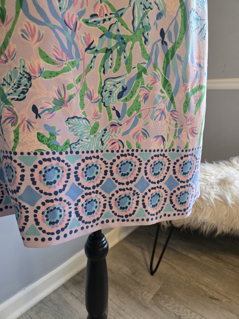 Lilly Pulitzer Pink Shift Dress with Green & Blue Botanical Print - Picture 3 of 8